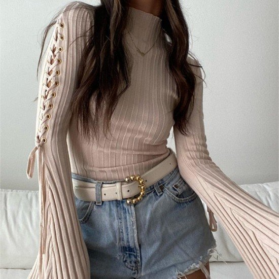 Tie Wrap Designer Solid Long Sleeve Bodysuits