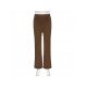 Y2K Style Solid Elastic Waist Flare Trousers