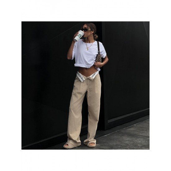  Autumn Casual Pure Color Straight Leg Pants