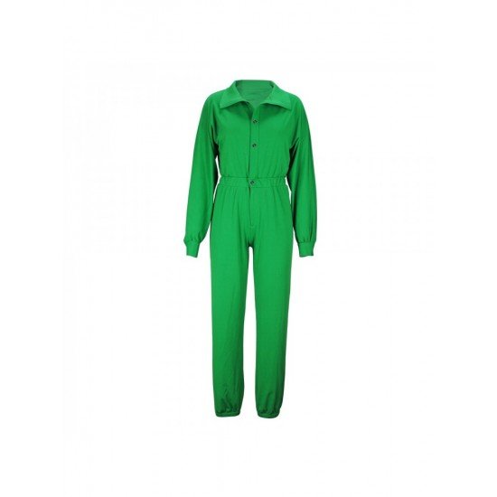  Autumn Pure Color Long Sleeve Women's Jumpsuit