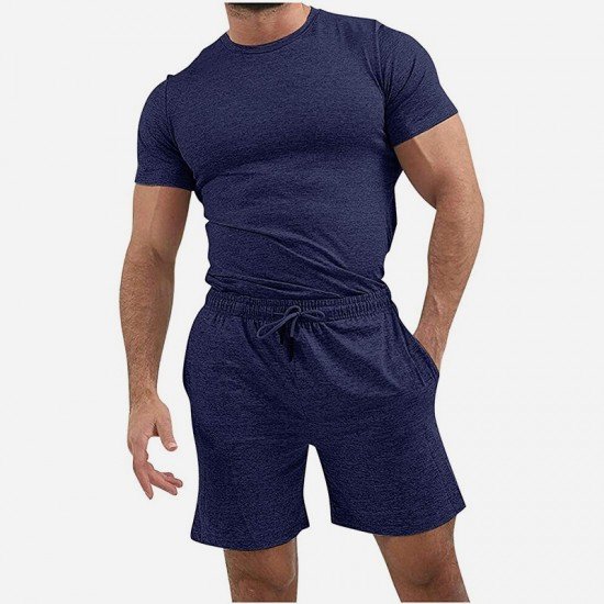  Summer Casual Pure Color Men's Short Suit