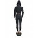  Korean Velvet Hooded Letter Women's Casual Suit