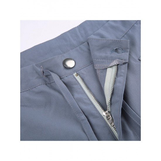  Casual Pure Color Pocket Long Pants