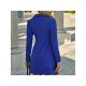  Pure Color Temperament Lapel Women's Long Sleeve Dress