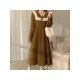  College Style Doll Collar Corduroy Long Sleeve Dress