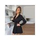  Pure Color Temperament Lapel Women's Long Sleeve Dress