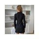  Pure Color Temperament Lapel Women's Long Sleeve Dress