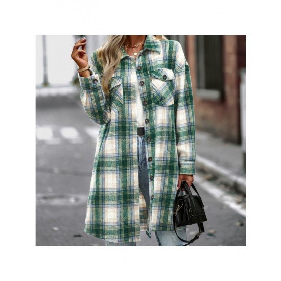  Temperament Leisure Plaid Women's Long Sleeve Coats