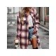  Temperament Leisure Plaid Women's Long Sleeve Coats