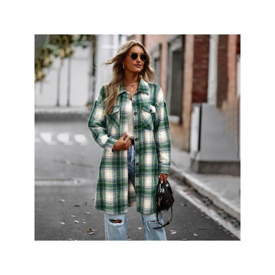  Temperament Leisure Plaid Women's Long Sleeve Coats