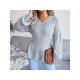  Pure Color V Neck Women's Knitted Sweater