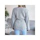  Pure Color V Neck Women's Knitted Sweater