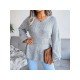  Pure Color V Neck Women's Knitted Sweater