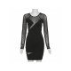  Women's Mesh Patchwork Round Neck Hip Dress