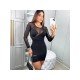  Women's Mesh Patchwork Round Neck Hip Dress