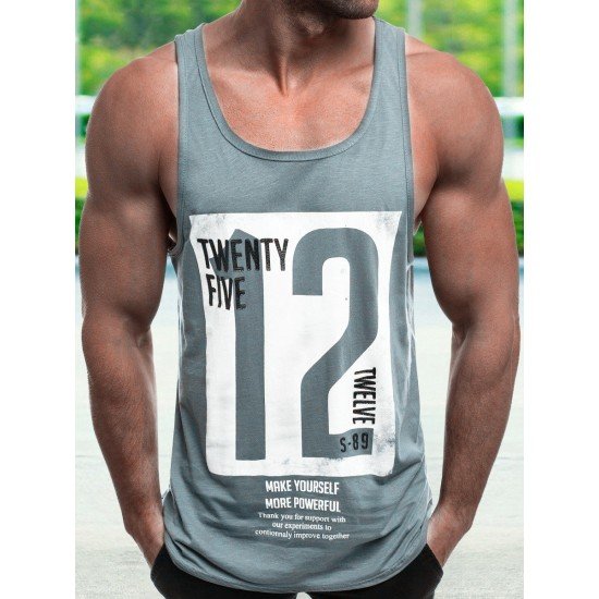 Summer Sports Letter Printed Sleeve Men Tank Tops