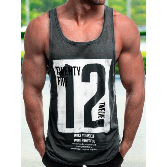 Summer Sports Letter Printed Sleeve Men Tank Tops