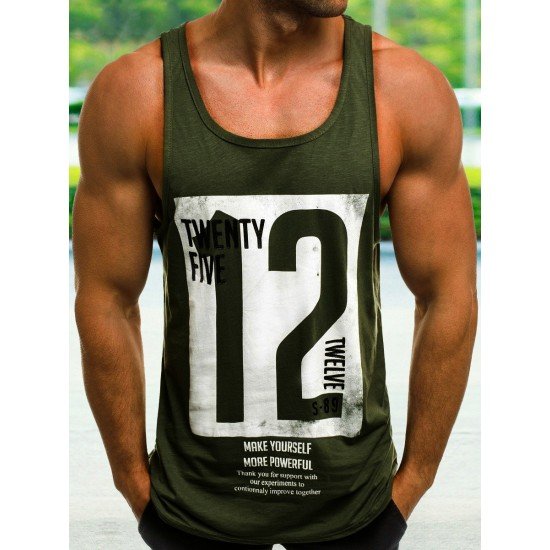 Summer Sports Letter Printed Sleeve Men Tank Tops