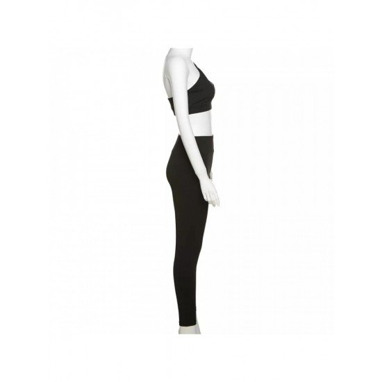 Cut Out Cropped One Shoulder Top And Trouser Sets