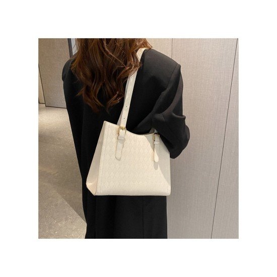 Rhombus White Shoulder Tote Bags For Ladies