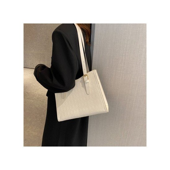 Rhombus White Shoulder Tote Bags For Ladies