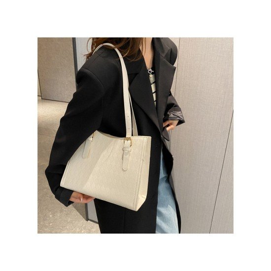 Rhombus White Shoulder Tote Bags For Ladies