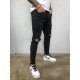  Fashion Pure Color Ripped Men's Denim Jeans