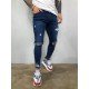  Fashion Pure Color Ripped Men's Denim Jeans