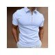  Men's Solid Color Zipper Short Sleeve Polo Shirt