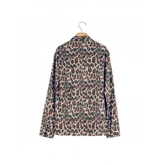  Casual Leopard Print Long Sleeve Men's Shirt