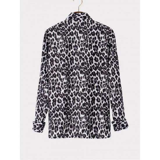  Casual Leopard Print Long Sleeve Men's Shirt