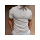  Men's Solid Color Zipper Short Sleeve Polo Shirt