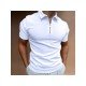  Men's Solid Color Zipper Short Sleeve Polo Shirt