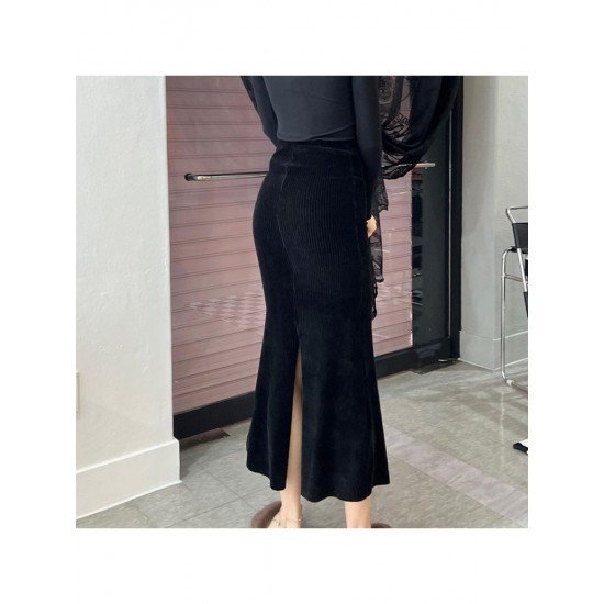  2022 Autumn Split Hem Pure Color Women's Skirt