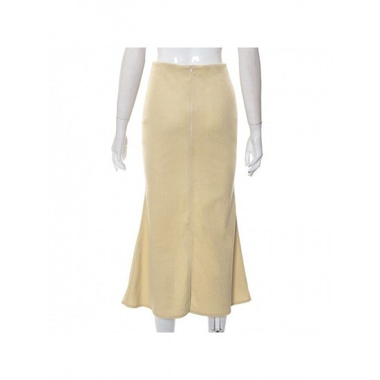  2022 Autumn Split Hem Pure Color Women's Skirt