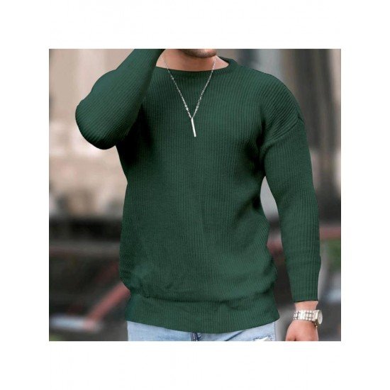  2022 Pure Color Round Ncek Men's Knitted Sweater