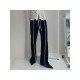 Casual Patchwork Drawstring Leg Black Long Pant Trousers
