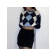 Preppy Style Rhombus Ladies Pullover Sweaters