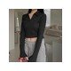 Trendy Solid Black Long Sleeve Tops