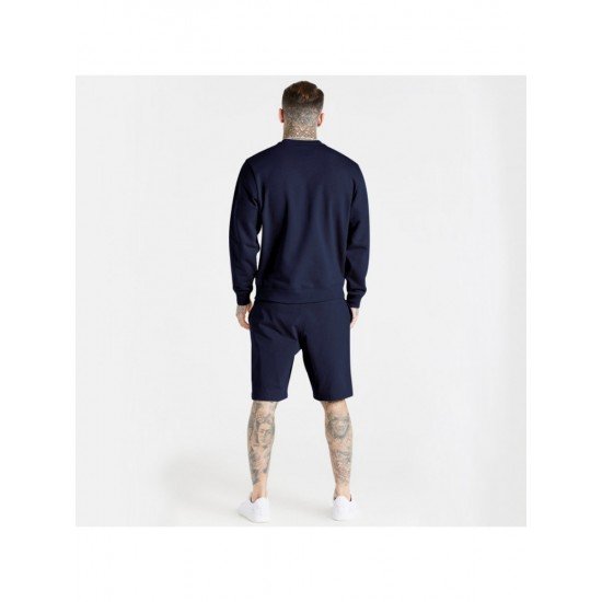  Pure Color Round Neck Men's Shorts Suit