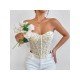  Spice Girl Backless Strapless Floral Fishbone Vest