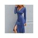 Casual Cut Out V Neck Long Sleeve Dress