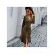 Casual Cut Out V Neck Long Sleeve Dress