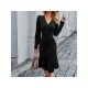 Casual Cut Out V Neck Long Sleeve Dress