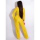  Fashion Casual Pure Color Women's Long Sleeve Jumpsuit