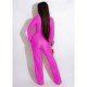  Fashion Casual Pure Color Women's Long Sleeve Jumpsuit