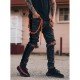  Fashion Pure Color Ripped Chain Men's Denim Jeans