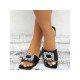  2022 Summer Square Collar Rhinestone Flat Slippers