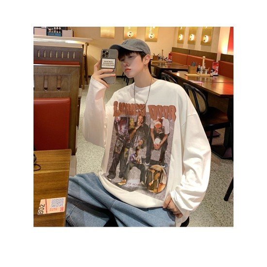 Men's Loose Street Printing Long Sleeve T Shirt