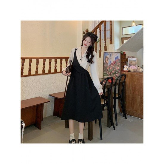  French Temperament Irregular Patchwork Women's Dress